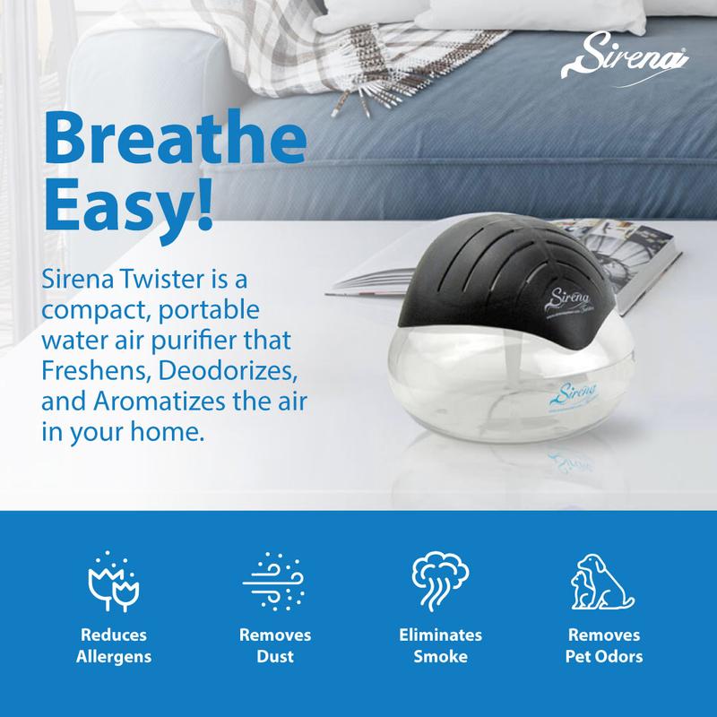 Sirena Twister Black The Original Air Purifier Water Filter Air Cleaner