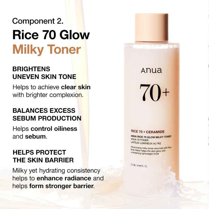 No.1 Korean Rice Glass Skin set ｜Rice enzyme mask, Facial cleanser, Lightweight Milky Toner