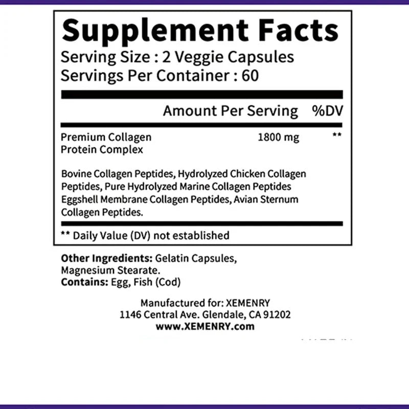 Collagen Peptide Capsules - Hair, Nail, Skin, and Joint Health Supplements