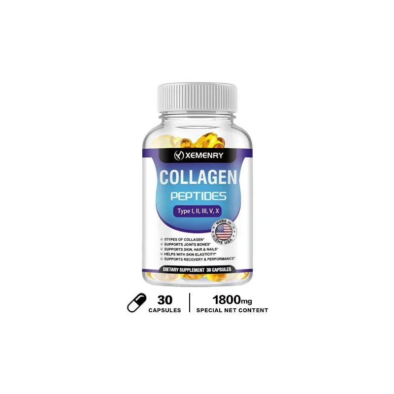 Collagen Peptide Capsules - Hair, Nail, Skin, and Joint Health Supplements