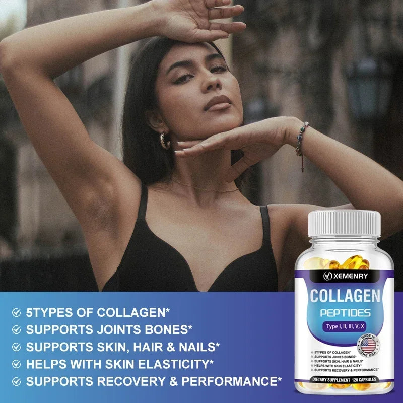 Collagen Peptide Capsules - Hair, Nail, Skin, and Joint Health Supplements