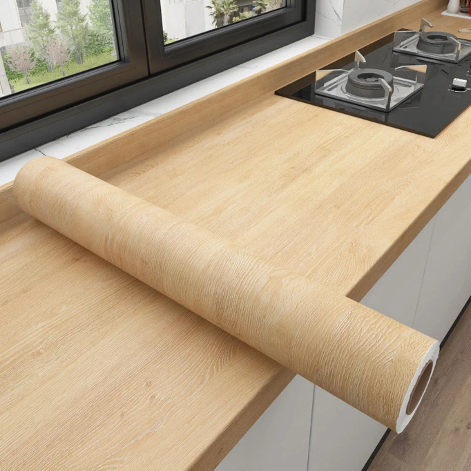 55cm Wide Wood Grain Vinyl Wallpaper for Door