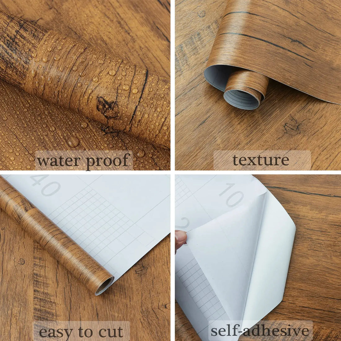 55cm Wide Wood Grain Vinyl Wallpaper for Door