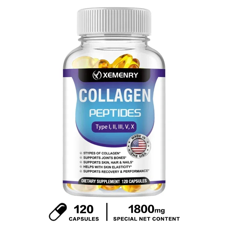 Collagen Peptide Capsules - Hair, Nail, Skin, and Joint Health Supplements
