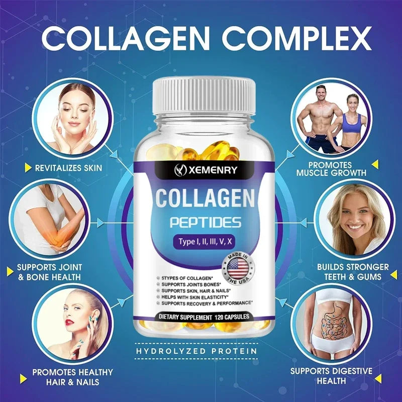 Collagen Peptide Capsules - Hair, Nail, Skin, and Joint Health Supplements
