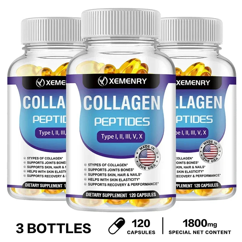Collagen Peptide Capsules - Hair, Nail, Skin, and Joint Health Supplements