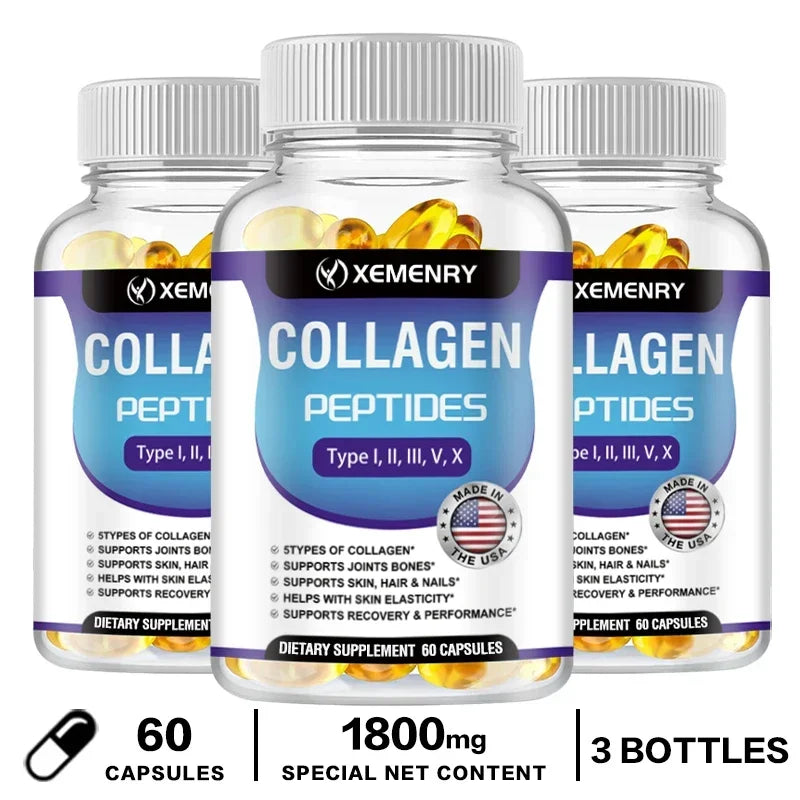 Collagen Peptide Capsules - Hair, Nail, Skin, and Joint Health Supplements