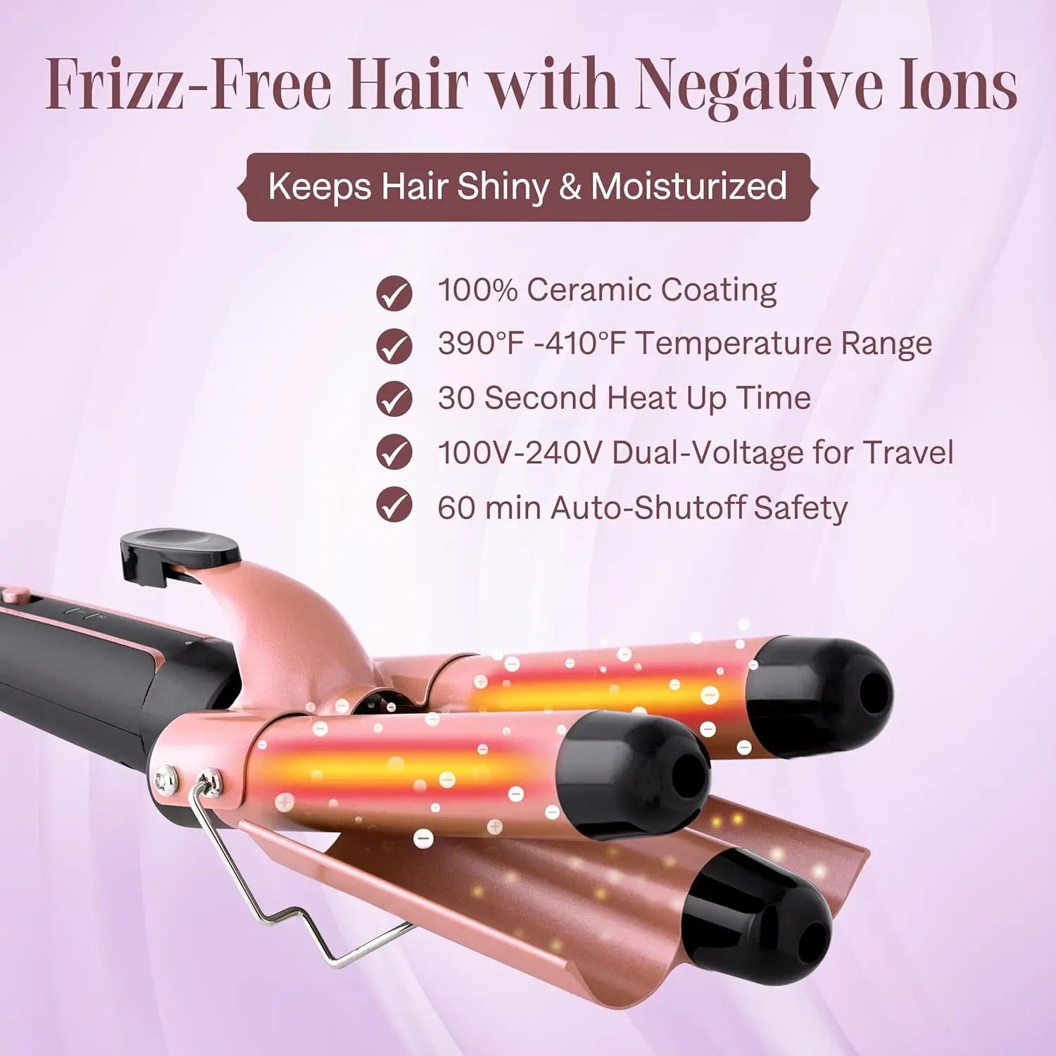 Curling Iron Wand Set 6-in-1 Hair Curler with 3 Barrel Hair Crimper, Spiral Curling Iron