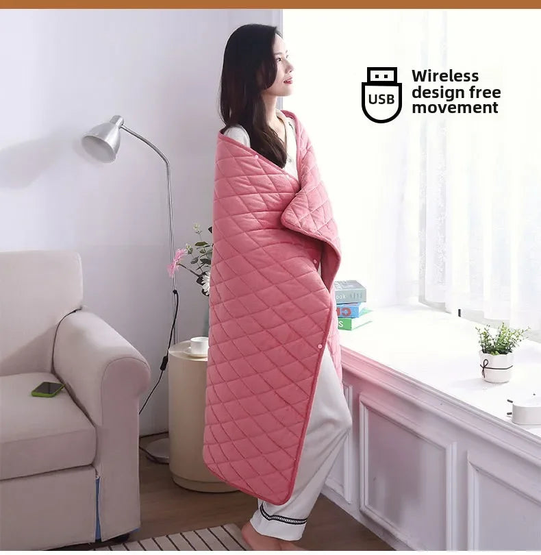 Portable USB Electric Heating Blanket – Low Voltage Heated Throw for Home, Office, Bedroom & Camping
