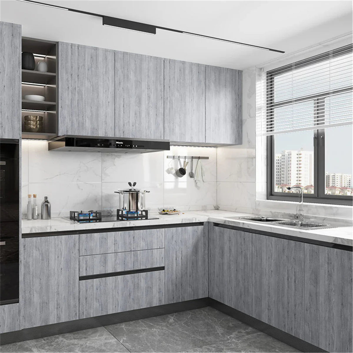 55cm Wide Wood Grain Vinyl Wallpaper for Door