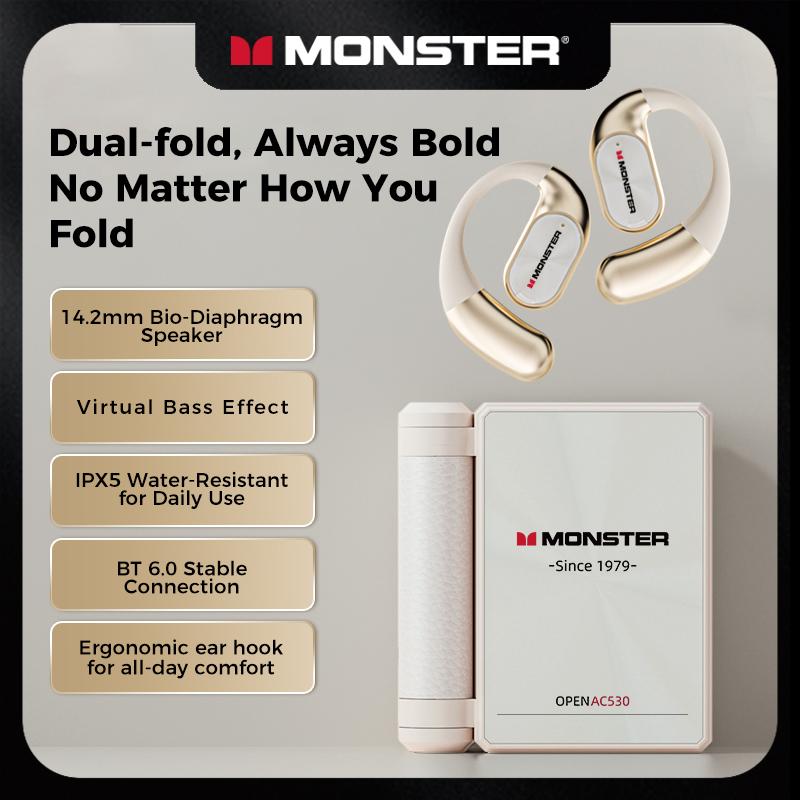 Monster Ear Buds - Headphones Bluetooth with Dual-Fold Design