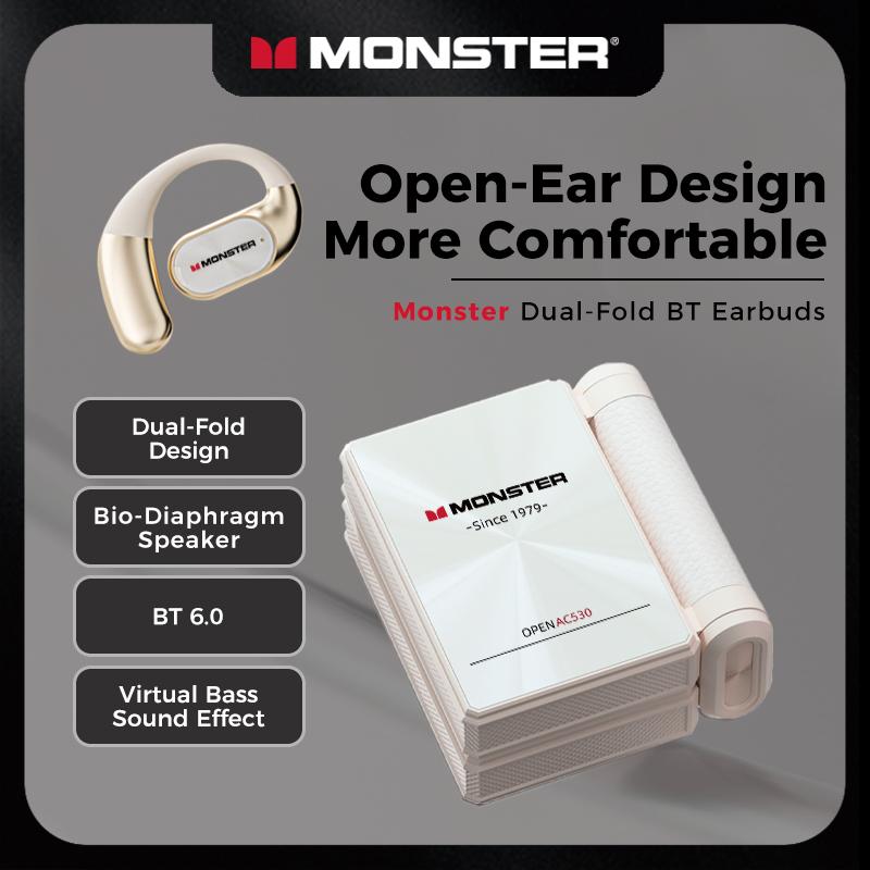 Monster Ear Buds - Headphones Bluetooth with Dual-Fold Design