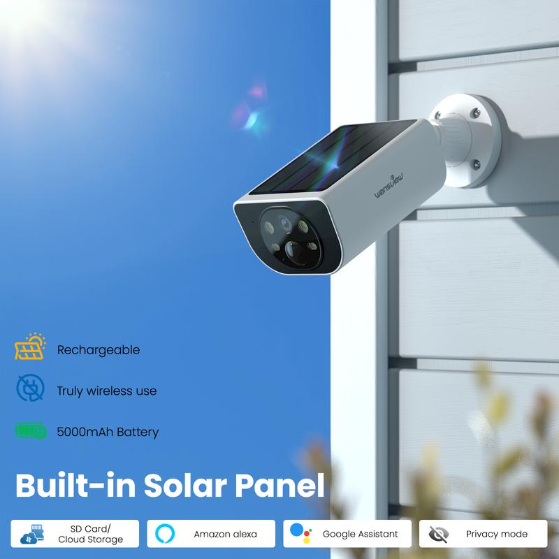 wansview 2.4Ghz WiFi Home Security Cameras Continuous Solar Power